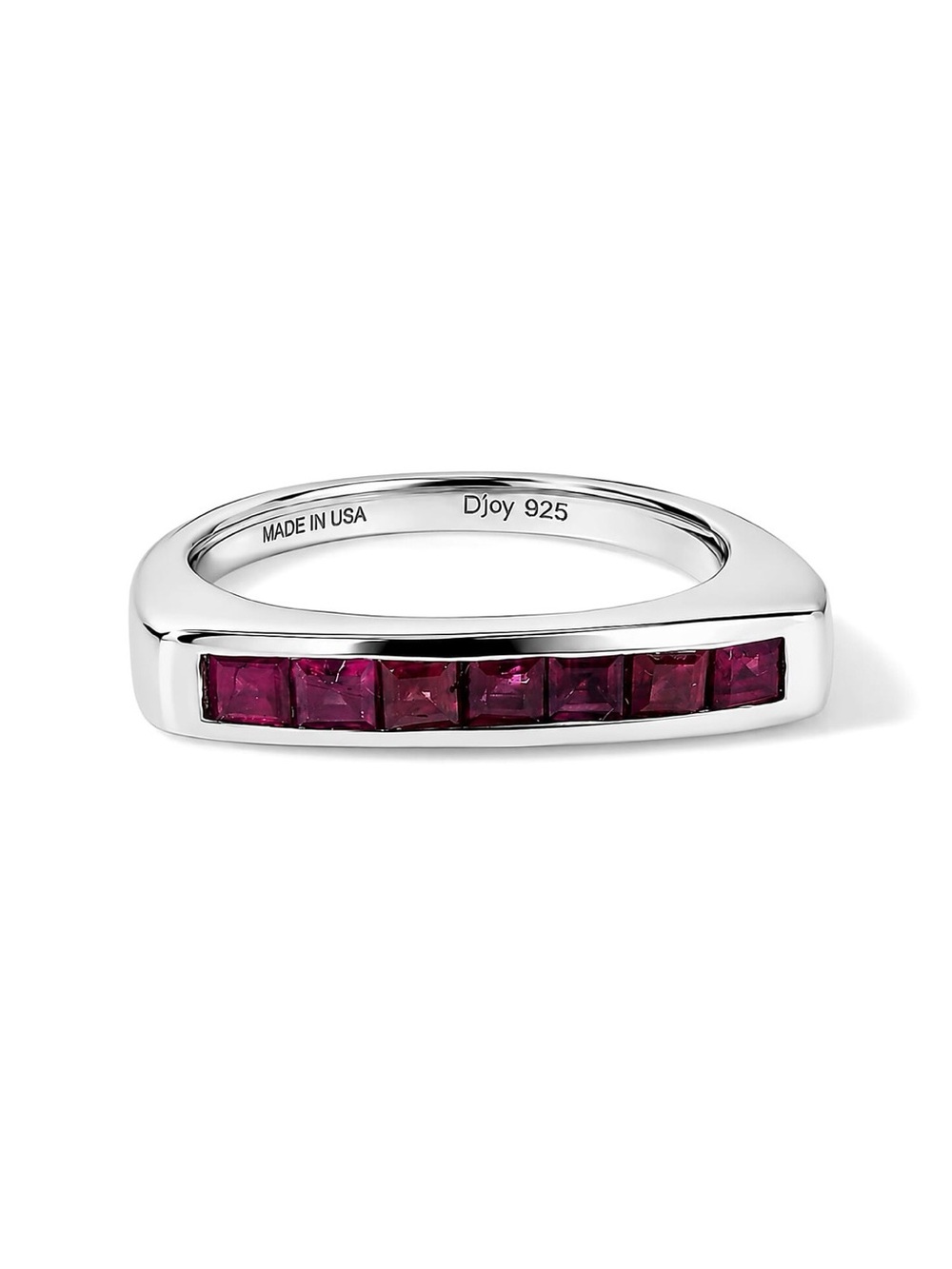Ruby FF rhodium over Sterling silver channel cent, ring .9 CTW size 8
